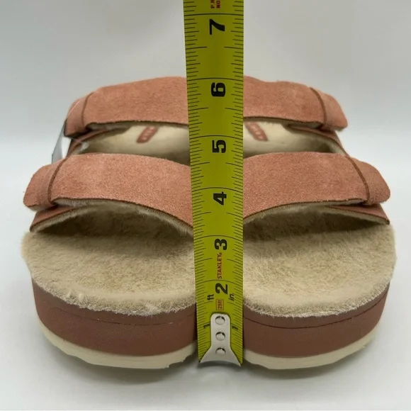 Reef Ojai Ciara Platform Sandals Women’s 9 Cork l Suede l Faux Shearling l NWT - Picture 7 of 12